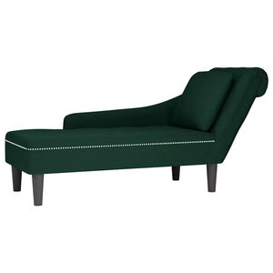 vidaXL Chaiselongue mit Kissen und Rechter Armlehne Dunkelgr&uuml;n Samt