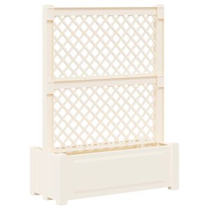 vidaXL Gro&szlig;er Pflanzer mit Spalier Wei&szlig; 99,5 x 43 x 133,5 PP