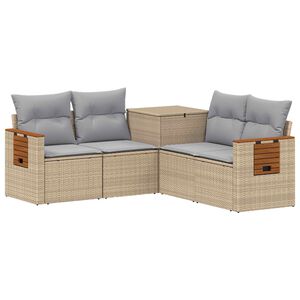 vidaXL Sofa Set 5 stk. Beige und Hellgrau Polyrattan und Stahl