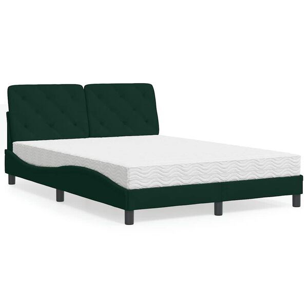 vidaXL Bett mit Matratze Dunkelgr&uuml;n 140x190 cm Samt