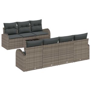 vidaXL Garten-Sofa-Set 8 pcs Grau Poly-Rattan und Stahl und Glas