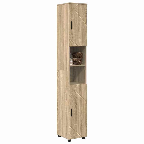 vidaXL Badezimmerschrank mit Speicher Sonoma-Eiche 30 x 35 x 192 cm