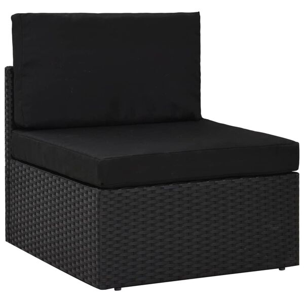 vidaXL 9-tlg. Garten-Lounge-Set mit Kissen Schwarz Poly Rattan