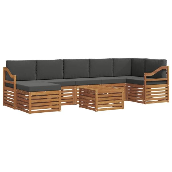 vidaXL Ecksofa Set 8 pcs Natur und Anthrazit Massivholz Akazie