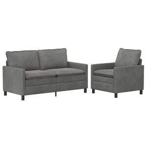 vidaXL Sofa Set 2 pcs Dunkelgrau Samt