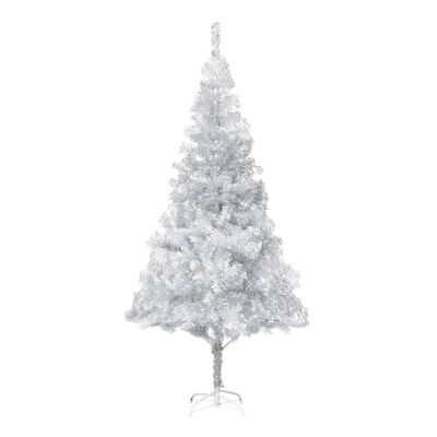 vidaXL Künstlicher Weihnachtsbaum Beleuchtung & Kugeln Silber 180 cm
