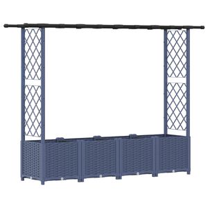 vidaXL Hochbeet mit Rankgitter und Dach Grau 203 x 40 x 138 cm PP