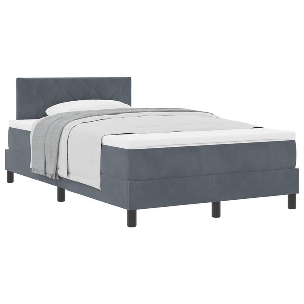 vidaXL Boxspringbett mit Matratze Dunkelgrau 120 x 190 cm Samt