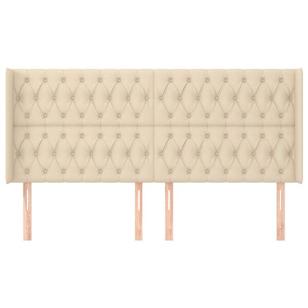 vidaXL Kopfteil mit Ohren Creme 203x16x118/128 cm Stoff