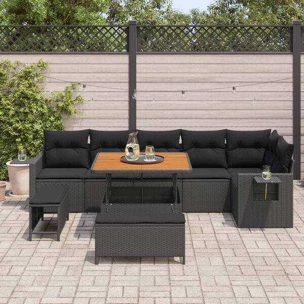 vidaXL Garten-Sofa-Set 9 pcs Schwarz Poly-Rattan
