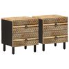vidaXL Nachttische 2 Stk. Schwarz 40x33,5x46 cm Raues Mangoholz