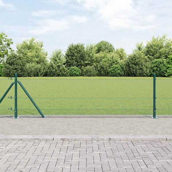 vidaXL Zaunpfosten Gr&uuml;n 50 x 0,6 m (12 x 12 mm Masche) Stahl und PVC