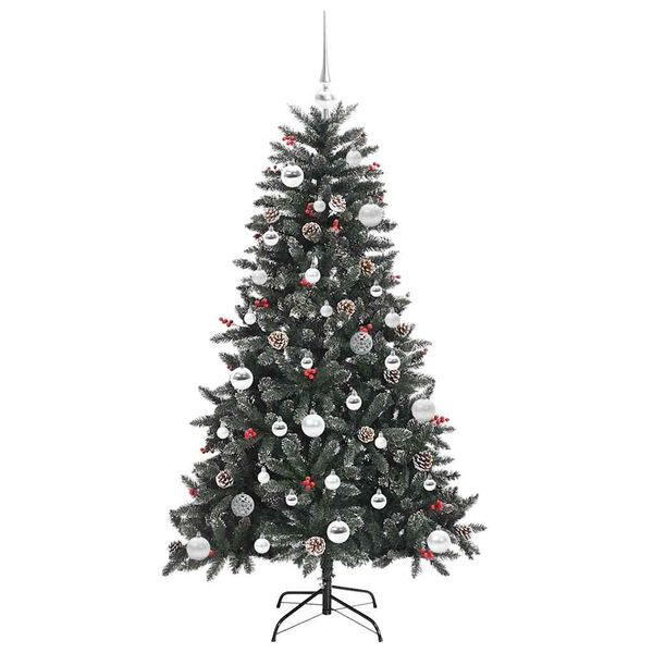 vidaXL K&uuml;nstlicher Weihnachtsbaum Gr&uuml;n 150 cm PVC, Plastik und Stahl