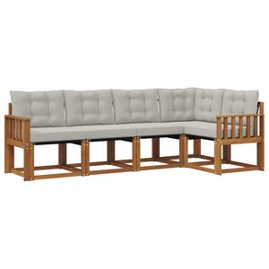 vidaXL Outdoor-Sofagarnitur mit Kissen 5 pcs Nat&uuml;rlich und Hellgrau