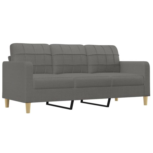 vidaXL 3-Sitzer-Sofa mit Hocker Dunkelgrau 180 cm Stoff