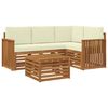 vidaXL Outdoor-Sofagarnitur 5 pcs Natur und Creme Massivholz Akazie