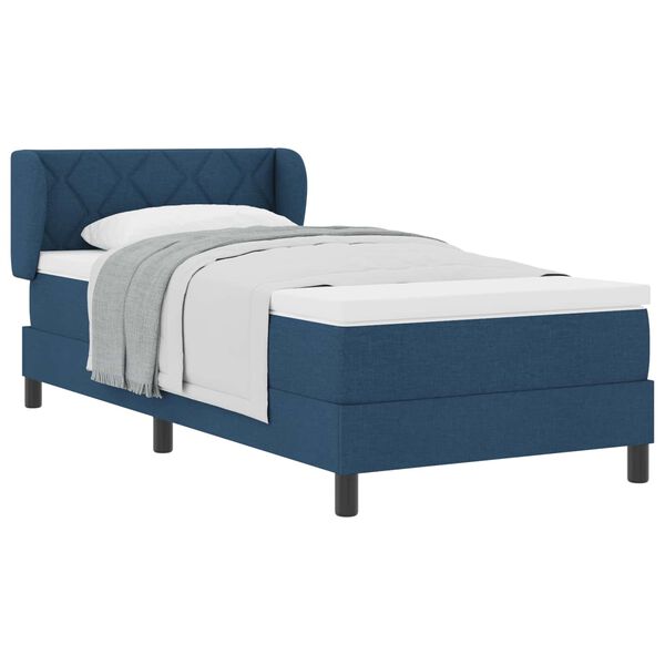 vidaXL Boxspringbett mit Matratze mit Kopfteil Blau 100 x 200 cm Stoff