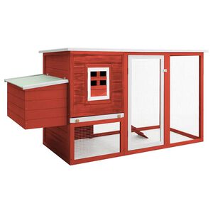 vidaXL Garten-H&uuml;hnerstall mit 1 Legenest Rot Holz