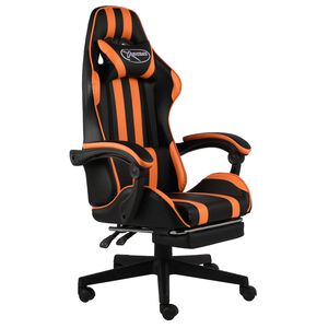 vidaXL Gaming-Stuhl mit Fu&szlig;st&uuml;tze Schwarz und Orange Kunstleder