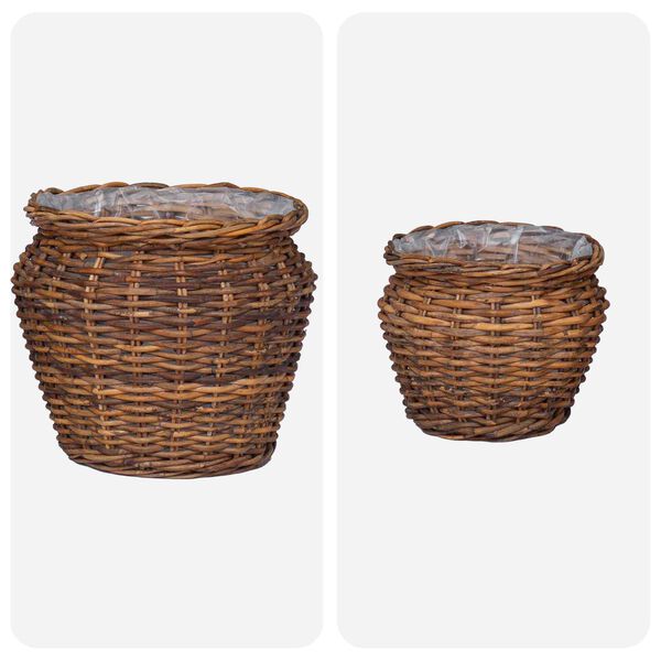 vidaXL Blumentopfkorb mit Speicher 2 pcs Braun Lacak Rattan