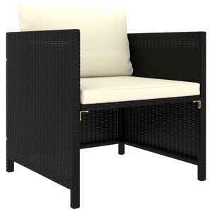 vidaXL Gartensofa mit Kissen Schwarz Poly Rattan