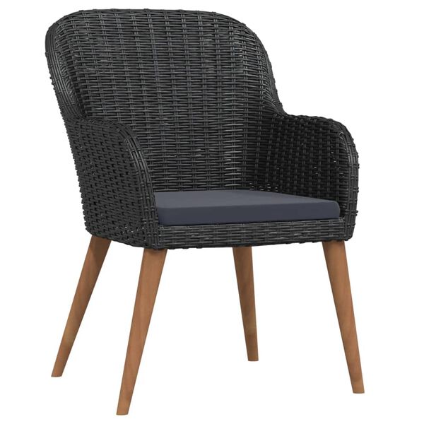 vidaXL 5-tlg. Garten-Essgruppe mit Kissen Schwarz