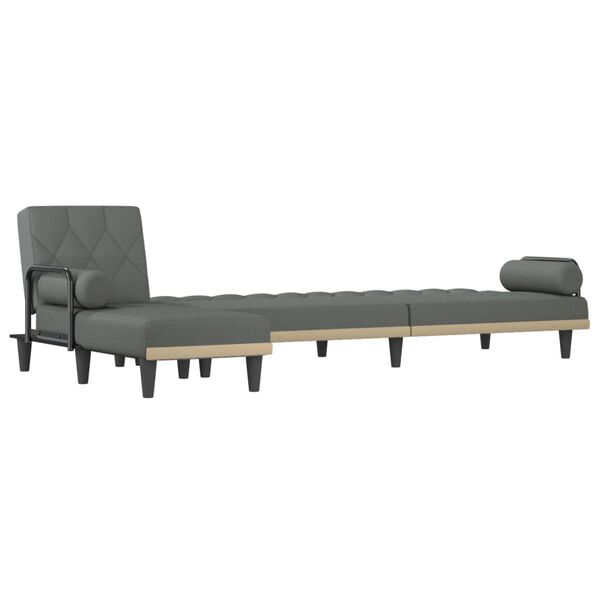 vidaXL Schlafsofa in L-Form Dunkelgrau 260x140x70 cm Stoff