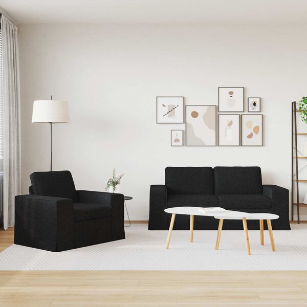 vidaXL Sofa 140cm 2 pcs Schwarz Metall