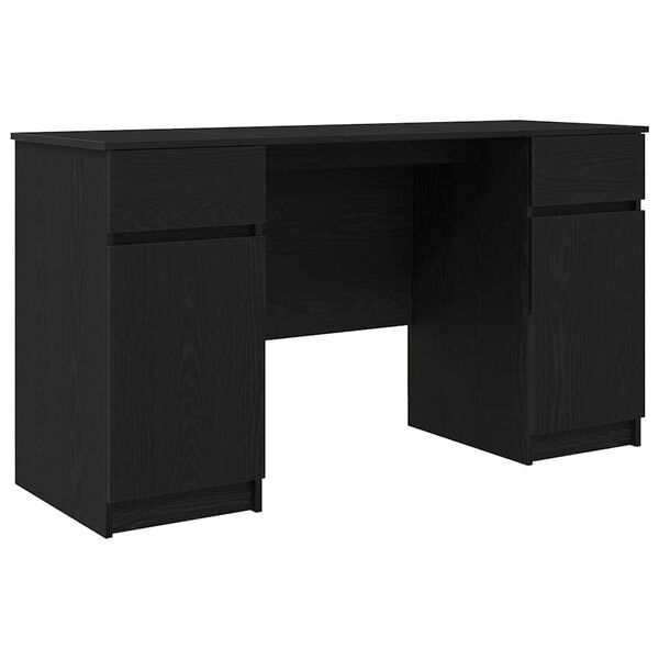 vidaXL Schreibtisch mit Regal Schwarz Eichen-Optik 140 x 49 x 76 cm