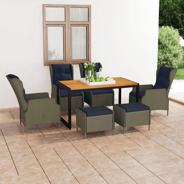 vidaXL 7-tlg. Garten-Essgruppe Braun