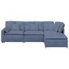 vidaXL Modulares Sofa mit Fußhocker Kissen Cordstoff Blau