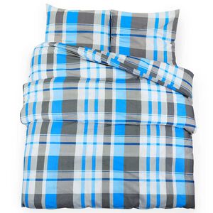 vidaXL Bettw&auml;sche-Set Blau und Grau 140x200 cm Baumwolle