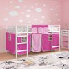 vidaXL Kinder Loft Bettgestell mit Vorh&auml;ngen Wei&szlig; und Rosa 80 x 201 cm