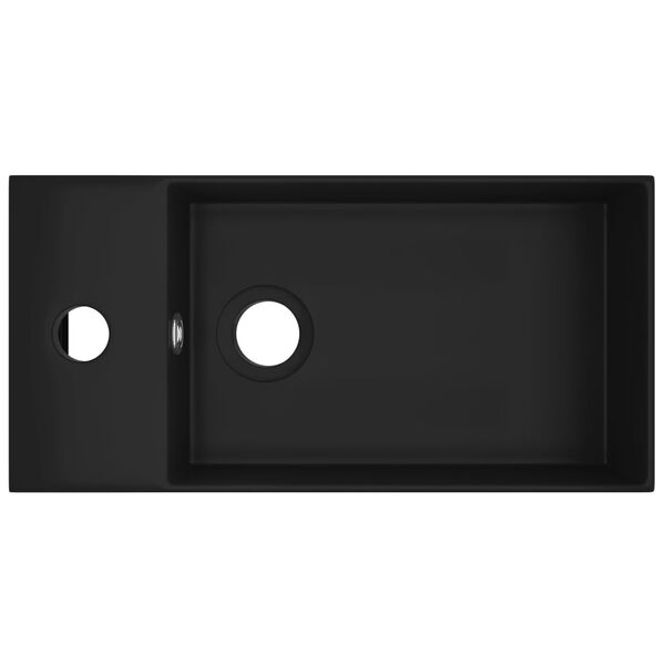 vidaXL Badezimmer-Waschbecken mit Überlauf Keramik Matt Schwarz