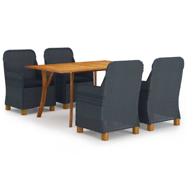 vidaXL 5-tlg. Garten-Essgruppe Dunkelgrau