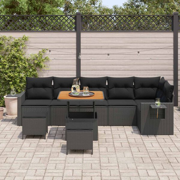 vidaXL Gartensofa-set 9 pcs Schwarz Poly-Rattan