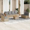 vidaXL 9-tlg. Garten-Sofagarnitur mit Kissen Beige Poly Rattan