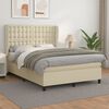 vidaXL Boxspringbett mit Matratze Creme 140x200 cm Kunstleder