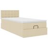 vidaXL Ottoman-Bett mit Matratze & LEDs Creme 100x200 cm Stoff