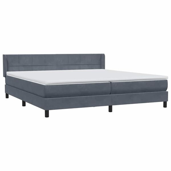 vidaXL Boxspringbett mit Matratze Dunkelgrau 180x210 cm Samt