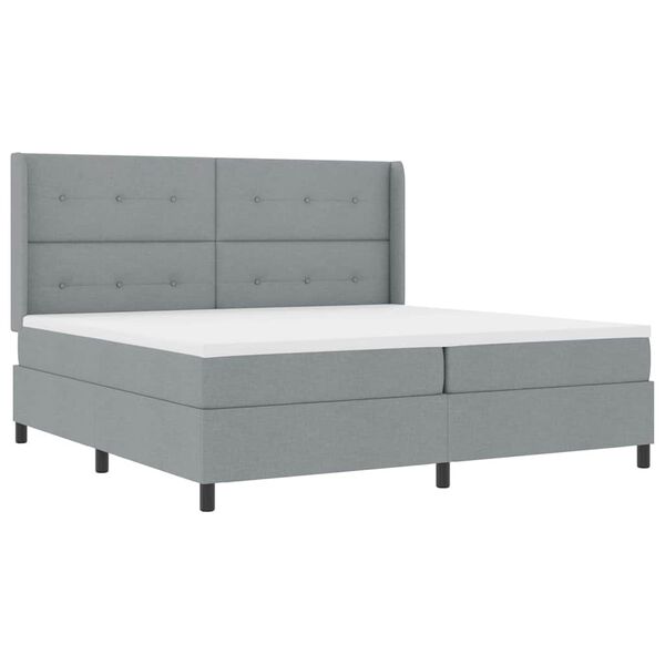 vidaXL Boxspringbett mit Matratze Hellgrau 200 x 200 cm Stoff