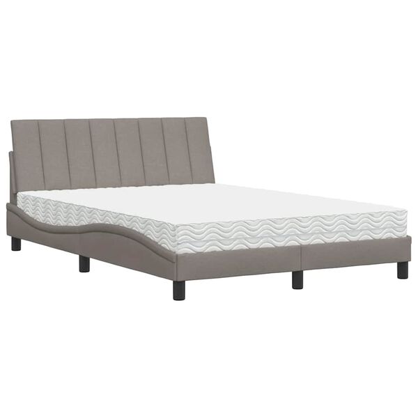 vidaXL Bett mit Matratze "Hanko" Taupe 120x200 cm Stoff