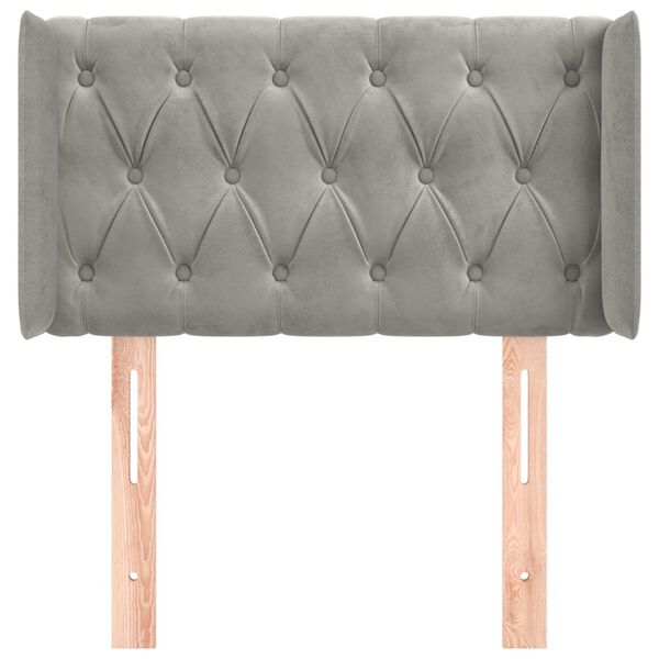 vidaXL Kopfteil mit Ohren Hellgrau 83x16x78/88 cm Samt