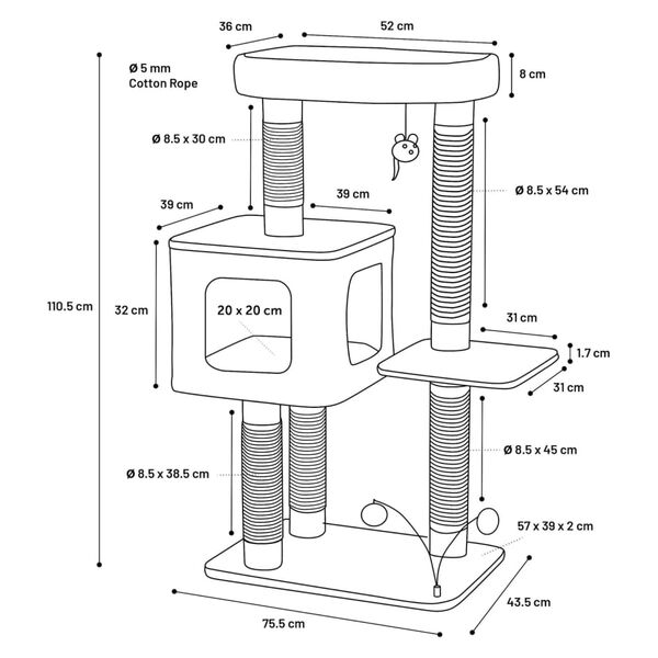 FLAMINGO Kratzbaum Fati 75,5x 43,5 x110,5 cm
