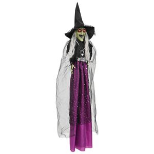 vidaXL Halloween-Hexe zum Aufh&auml;ngen SPOOKA Lila 30 x 133 cm