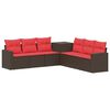 vidaXL Sofa-Set 7 stk. Braun und Rot Polyrattan und Stahl
