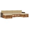 vidaXL Outdoor-Sofagarnitur 6 stk. Natur und Beige Massivholz Akazie
