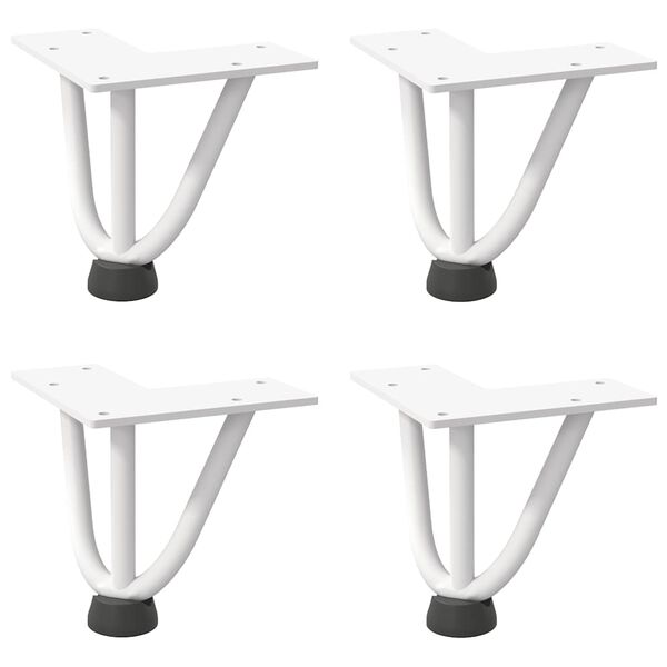 vidaXL Haarnadelbeine für Couchtisch 4 Stk. Weiß 10 cm Massivstahl