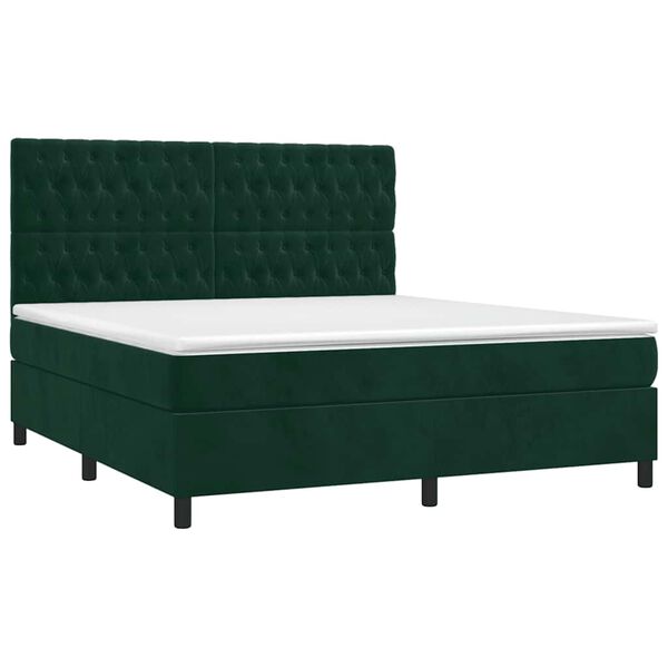 vidaXL Boxspringbett mit Matratze Dunkelgr&uuml;n 180x200 cm Samt