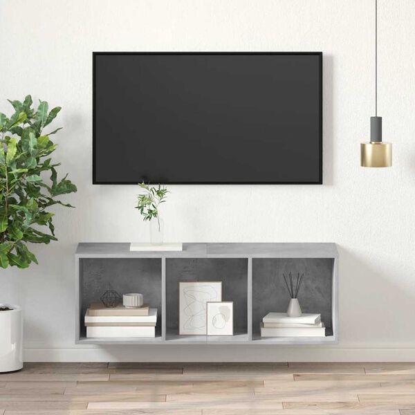 vidaXL TV-Wandschrank Betongrau 37x37x107 cm Holzwerkstoff